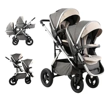 VIKI прогулочная коляска для близнецов, Многофункциональная прогулочная коляска с высоким ландшафтом, двунаправленная детская коляска с 5 ремнями безопасности