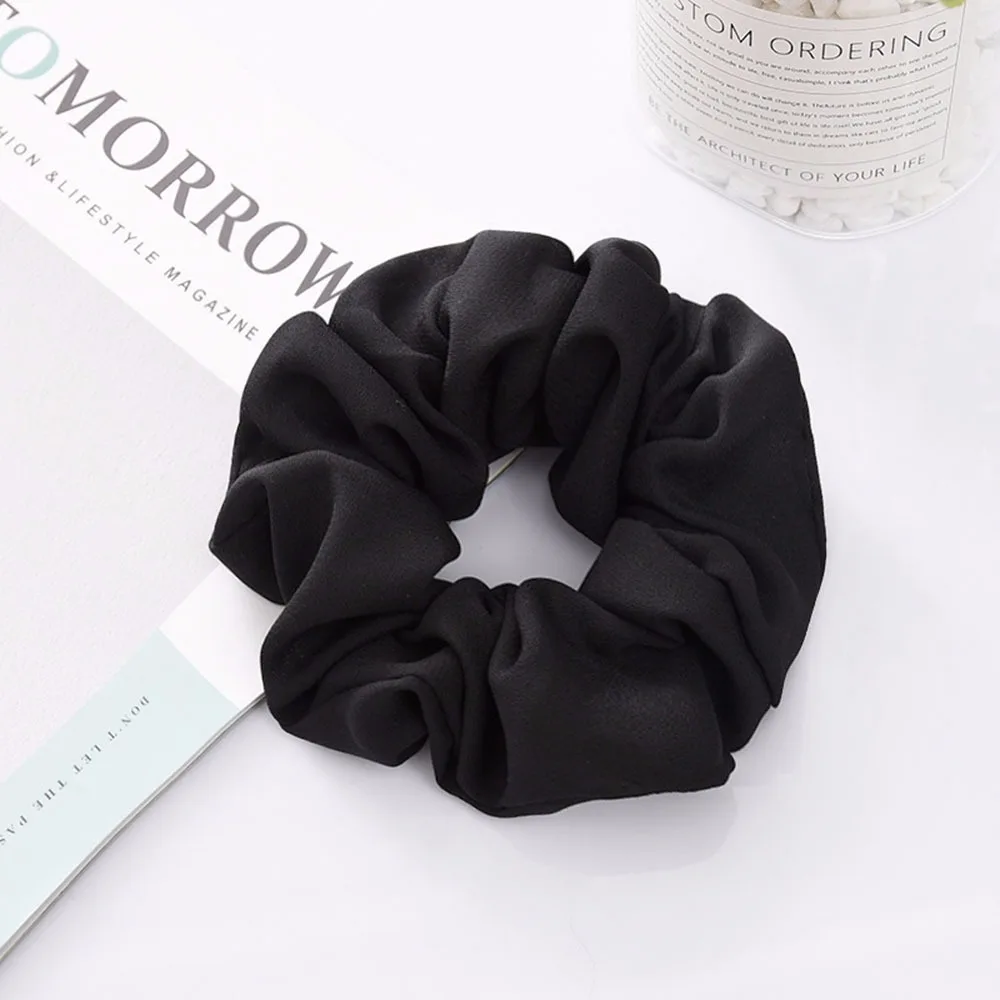 Black 1 шт. женские аксессуары для волос Pelo женские Однотонные резинки для волос конский хвост держатель для волос Веревка шифоновый головной убор для танцев резинка для волос - Цвет: Black