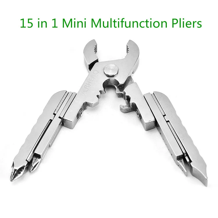 

Brand 15 in 1 Multitool Pliers Pocket Knife Screwdriver Set Kit Adjustable Wrench Jaw Spanner Repair Survival Hand Multi Tools