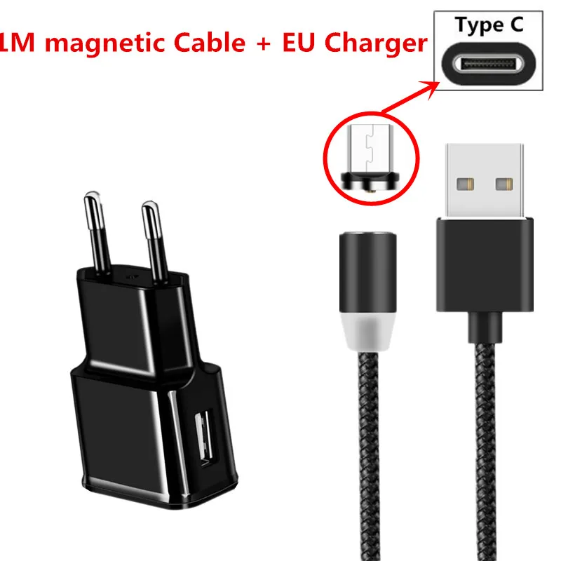 Магнитный кабель Micro usb type C зарядный кабель для samsung зарядное устройство S10E S4 S9 J4 A6 NOTE 10 Plus 8 9 J7 J5 A7 Магнитный адаптер - Цвет: EU Charge and Type c