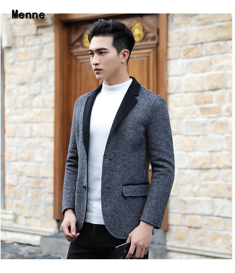 Menne winter jacket Autumn and winter handmade double-faced cashmere coat men's suit short style woolen coat British trench coat