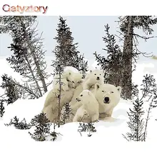 

Paintings By Numbers Kids polar bear Photo Frames animals Picture Oil On Canvas Handmade Decoration home Gatyztory Diy Kit