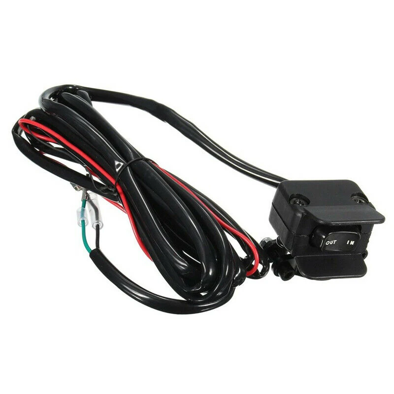 MHSZZAO 12V Plastic ATV UTV Winch Rocker Switch Handlebar Control Line Kits Electric Winch Handle Switch Black 