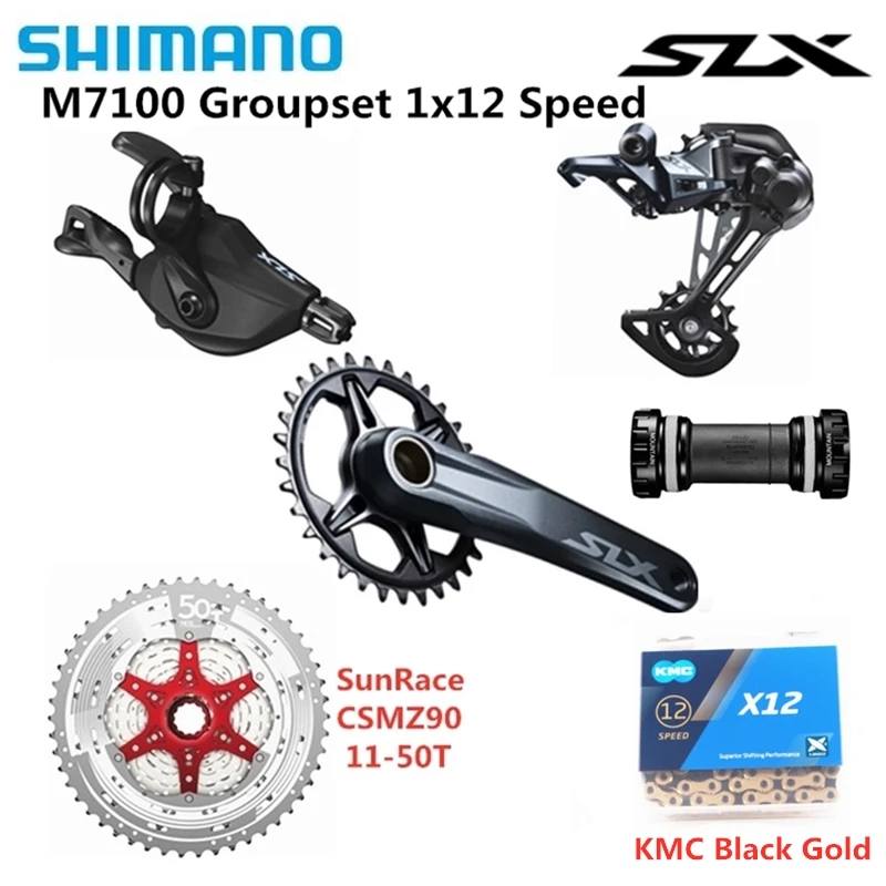 SHIMANO DEORE SLX M7100 комплект горного велосипеда MTB 1x12 speed 11-50T FC+ SL+ RD+ CSMZ90+ KMCX12 с MT800BB M7100 12 speed Groupset - Цвет: 5 Groupset
