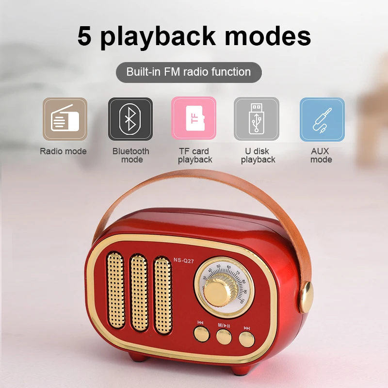 NNS NS-Q27BT fm-радио многофункциональный MP3-плеер портативный радио ручка ретро Bluetooth