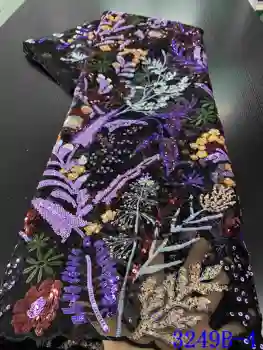 

African Sequins Lace Fabric 2020 High Quality Lace Embroidered Nigerian Net Lace Fabrics Dubai French Mesh Lace Fabric YA3249B-4