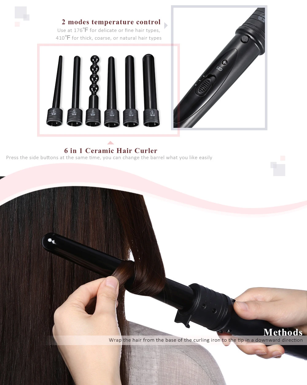 6 in 1 professional curling wand