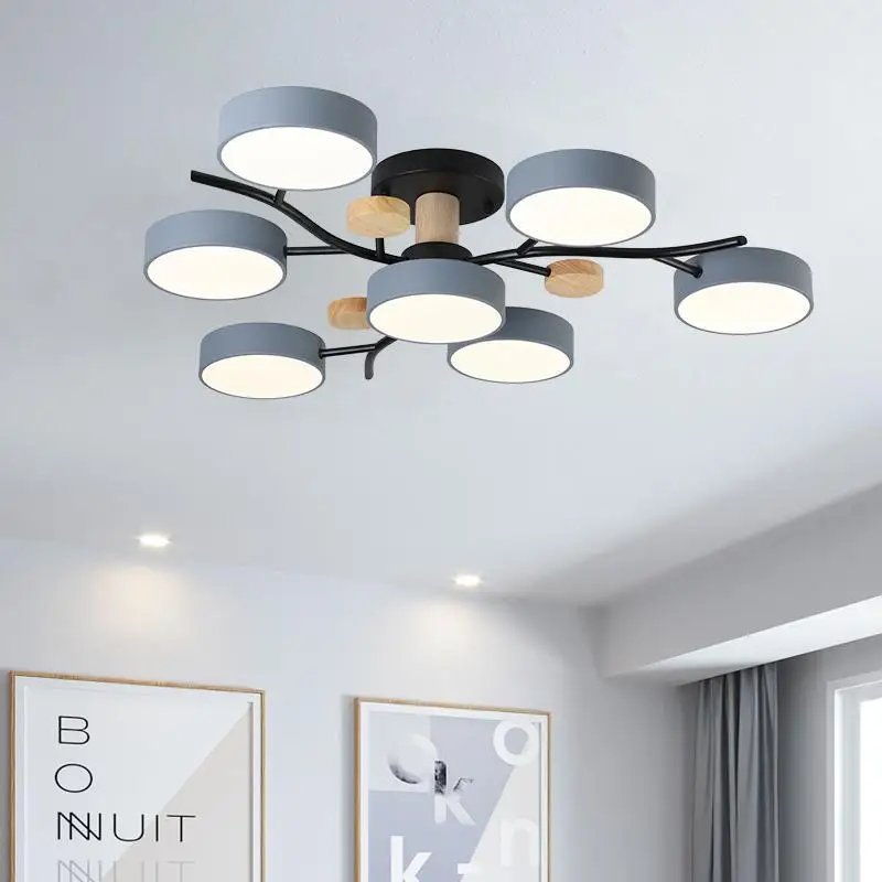Modern creative painted 220V led lights tri-color dimming ceiling fixture for living room bedroom restaurant hotel hall