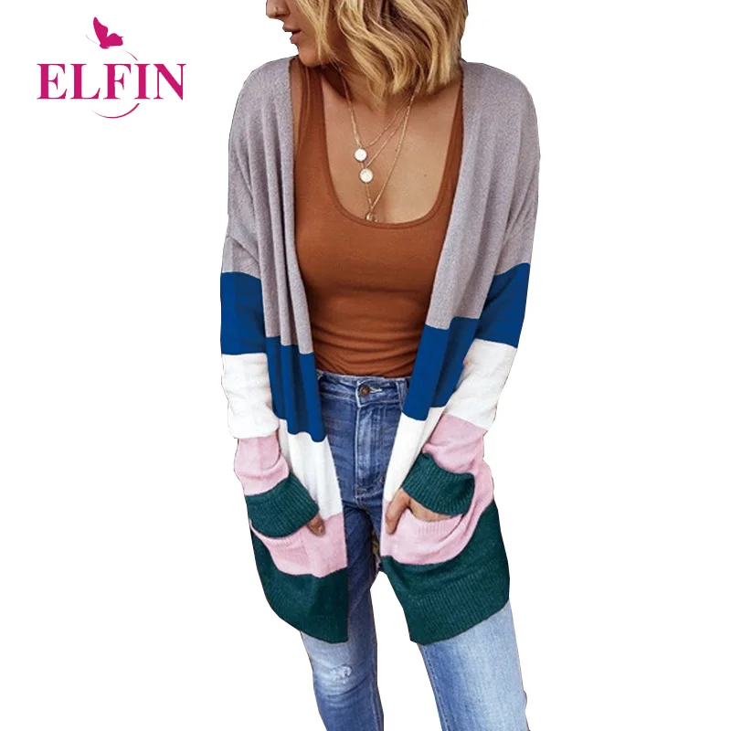 

Cardigan Women Long Sleeve Striped Streetwear Sweater Harajuku Ladies Tops Autumn Winter Korean Clothes 2019 SJ4531V