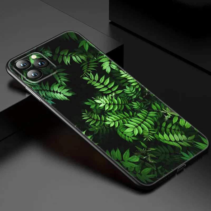 Tropical Green Plant Leaf Phone Case For Apple iPhone 13 12 Mini 11 Pro XS Max XR X 8 7 6S 6 Plus 5S 5 SE 2020 Soft Black Cover- H46c9877c1a194a6caeaf364963933c0bX