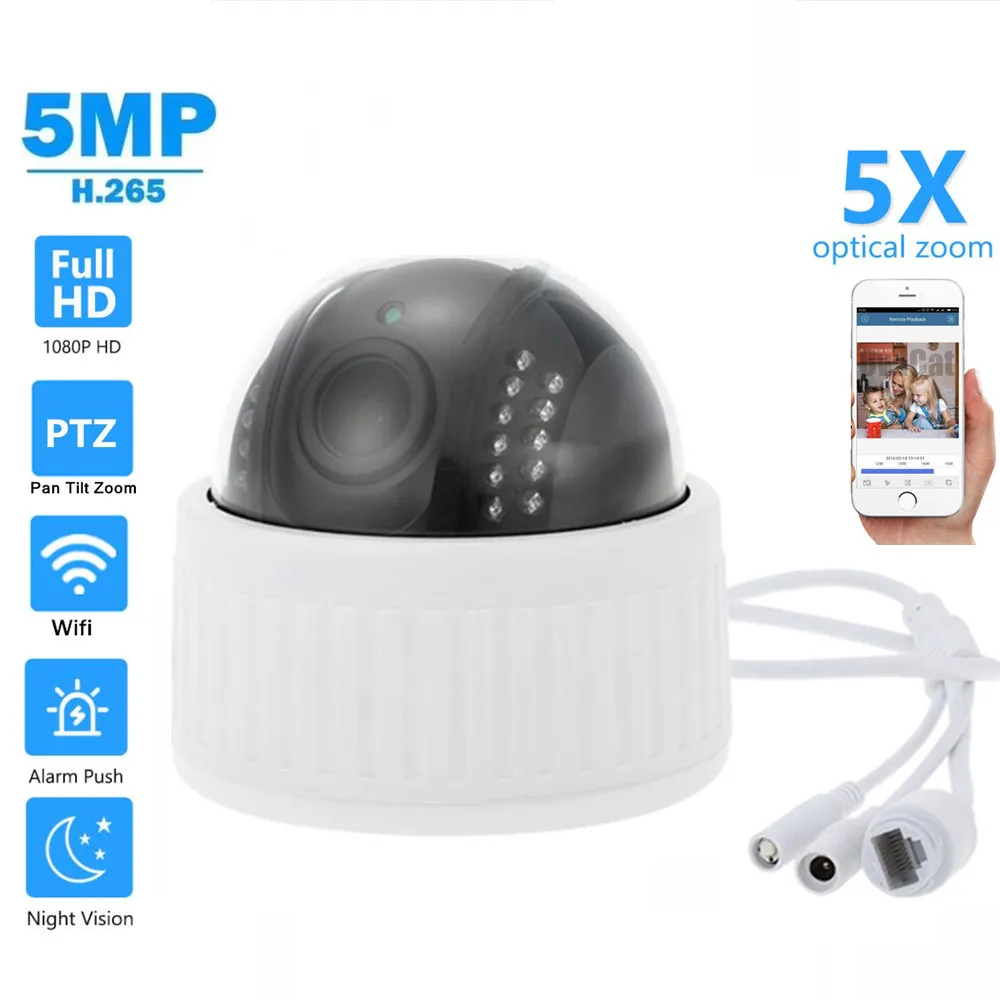 HD 1080P CCTV купольная камера безопасности Камера Wi Fi 5MP 2MP PTZ 5X зум с 128G SD слот для карт