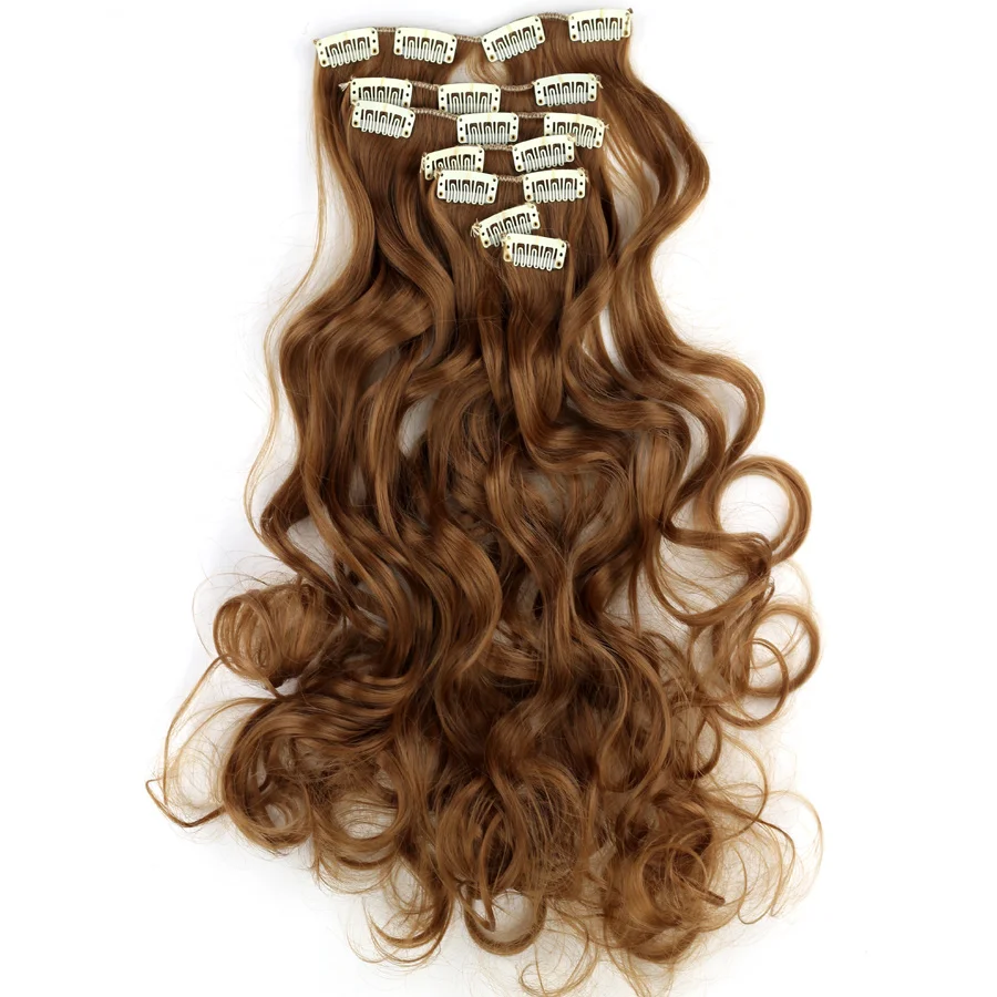 Miss U Hair 18" 45cm 130g Long Wavy Synthetic Clip in Hair Extensions Pieces 7pcs/set Heat Resistent Fiber