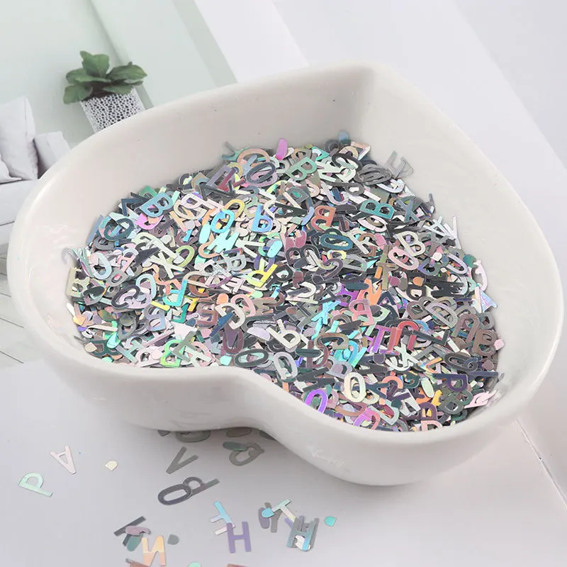 

1 Bag Nail Art Holo Sequins Glitter Mixed Size Letter Design Shape Flake Tips Manicure Gold Silver 3d Nail Accessories Paillette