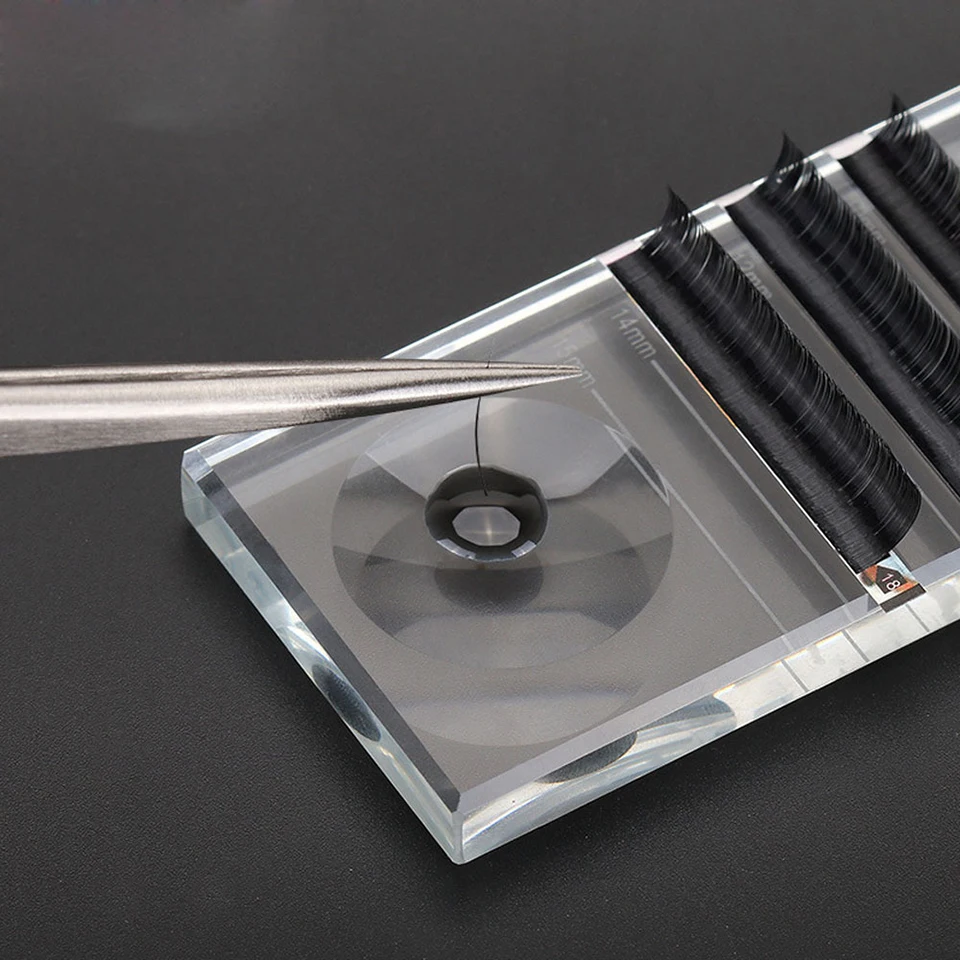 False Eyelashes Stand Pad Lashes Holder with Tick Mark Eyelashes Glue Crystal U Curved/Straight Glass Eyelash Extension Pallet