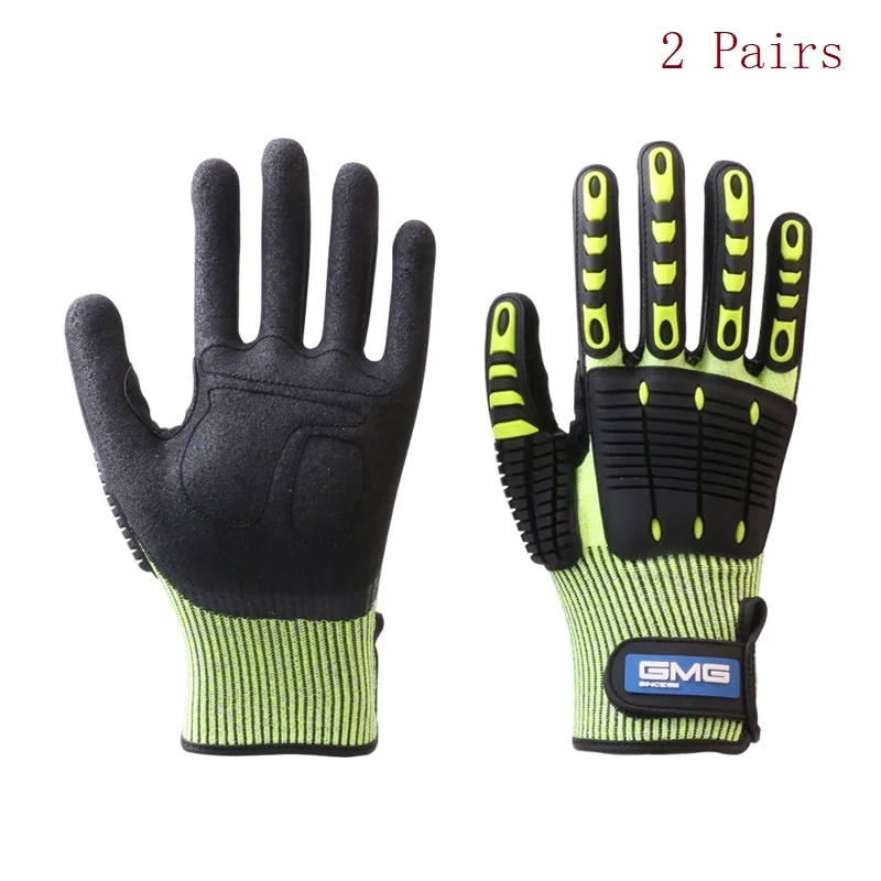 Cut Resistant Gloves Anti Shock Absorbing Mechanics Impact Resistant GMG TPR Safety Work Gloves Anti Vibration Oil-proof Gloves waterproof work boots Safety Equipment