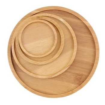 

6pcs Bamboo Round Flower Pot Tray Bonsai Succulent Plant Saucer for Indoor & Outdoor Plants 7.5x7.5cm