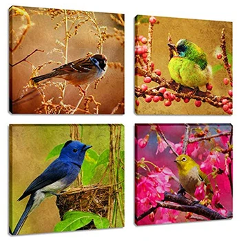 

four birds, 4 pcs Diamond Painting Full Square round Diamond 5D DIY Embroidery Cross Stitch Mosaic Diamond kingfisher set