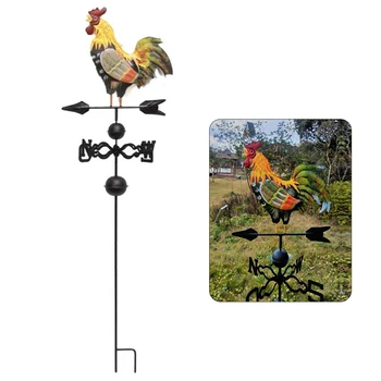 

3D Weather Cock With Rooster Design Universal Metal Bracket Weather Vane Spinner Wind Direction Garden Decor For Garden Yard
