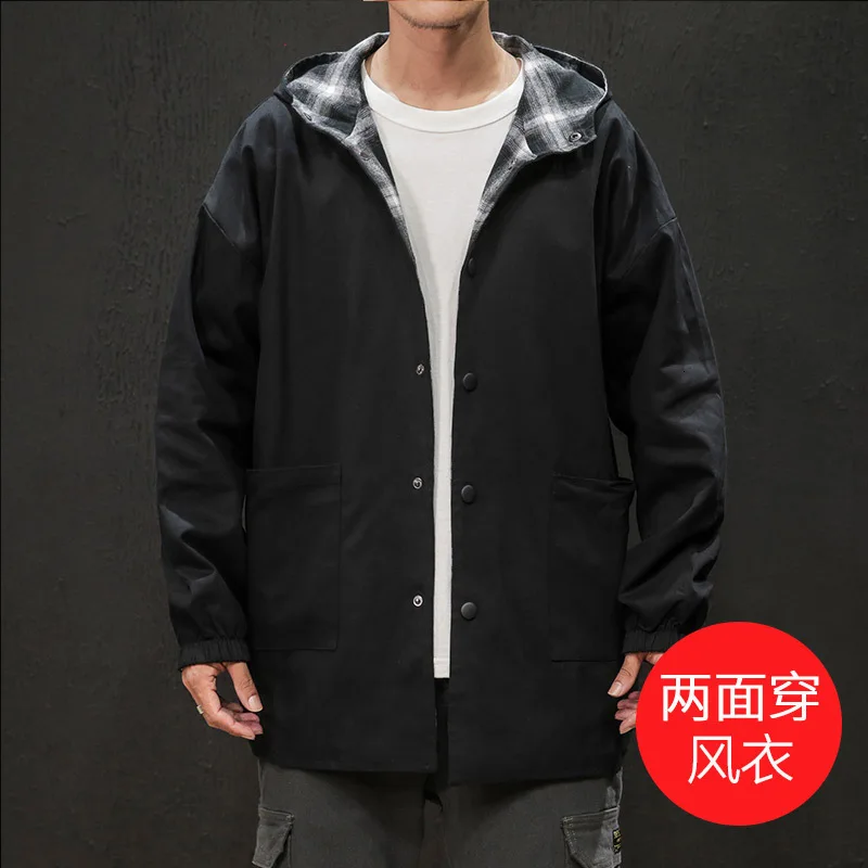 Autumn New Double-faced Jacket Men's Fashion Retro Casual Plaid Jacket Man Streetwear Wild Loose Hip Hop Bomber Jacket M-5XL
