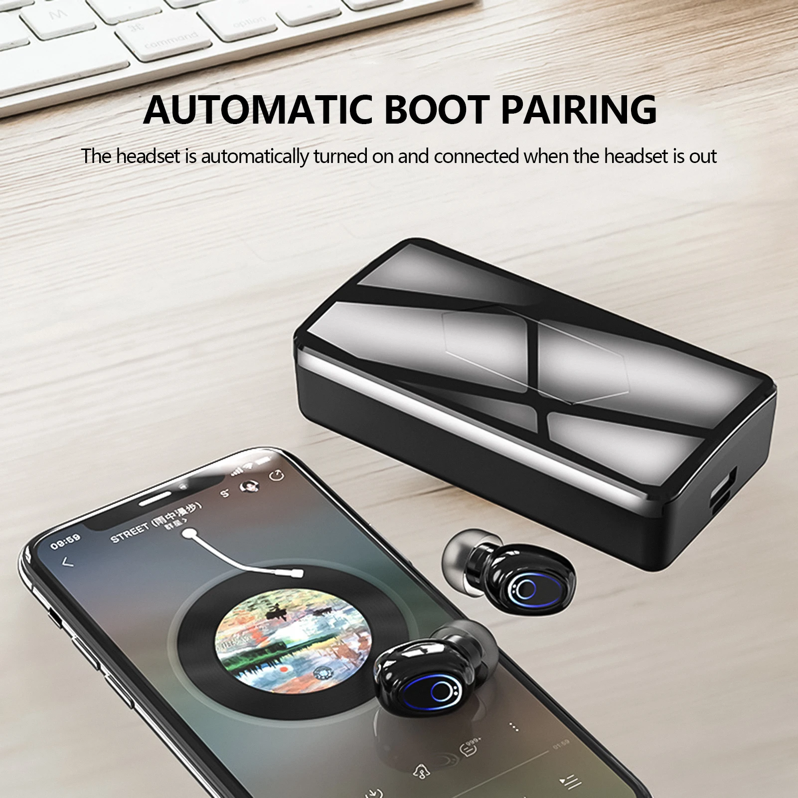Fones de Ouvido Carregamento sem Fio Estéreo à Prova Fones com Microfone Bluetooth Caixa Fones 9d Esportes Dwaterproof Água Duplo Tws 5.1 10000mah 7 Fones de ouvido