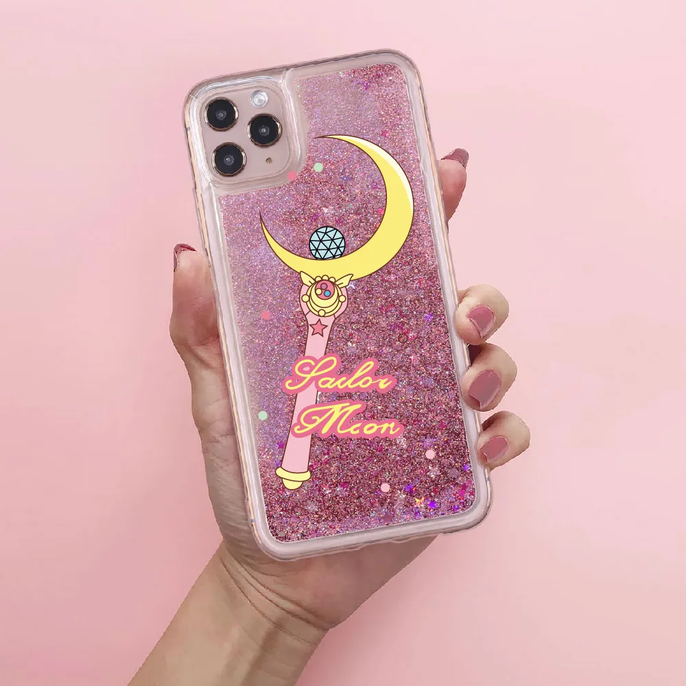 Stars Magic Sparkle Liquid Real Glitter Phone Case Fundas Cover for iPhone 11 12 Pro X XS XR Max 7 8 7Plus 8Plus Phone Coque
