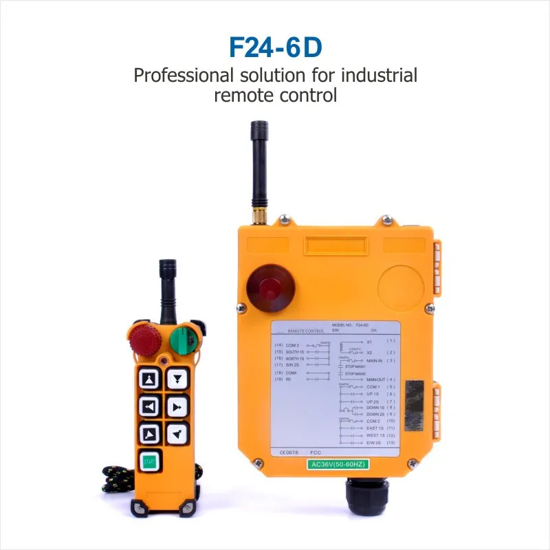 

Industrial Wireless Radio 6 Double Speed Buttons F24-6D Remote Control (1 Transmitter+1 Receiver) for Crane