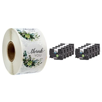 

500 Pcs Stickers 1 Inch Inch Labels & 10 Pcs Label Printer Ribbon Label Maker 12Mmx8M