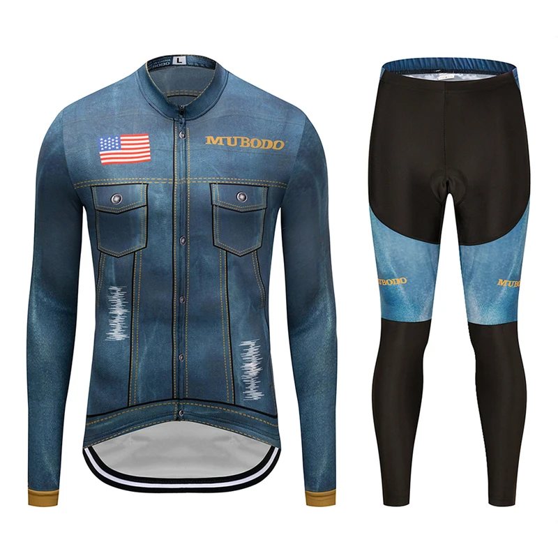 

Spring Autumn 2019 Mens Pro Team Long Sleeve Cycling Jersey Bike bib Pants Set Mens Ropa Ciclismo Quick Dry bicycle Long Sets