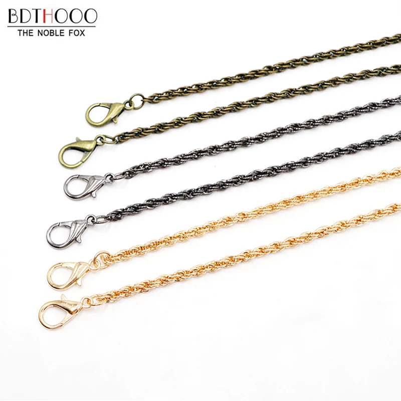 BDTHOOO 10pcs/lot 60cm Metal Chain Handle with Buckle for Handbag Purse DIY Handles Clasps Shoulder Straps Bag Parts Accessories