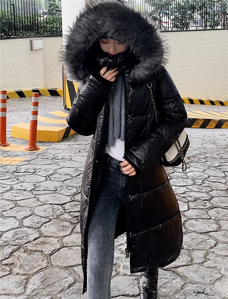 Women Winter Long Parka Fashion Space Cotton Padded Warm Thicken Jacket Coat Ladies Coat Long Outwear