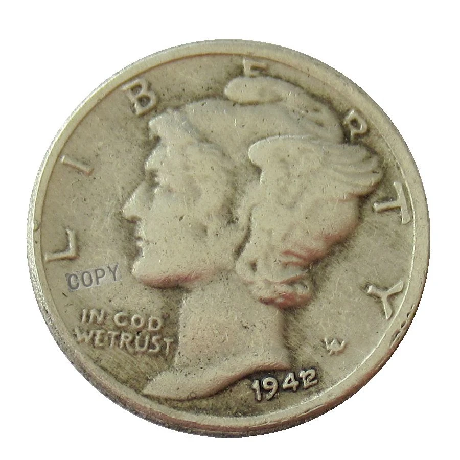 Mercury Dime (1916 1945) No Mint Mark 28 шт американские монеты посеребренные немагнитные реплики