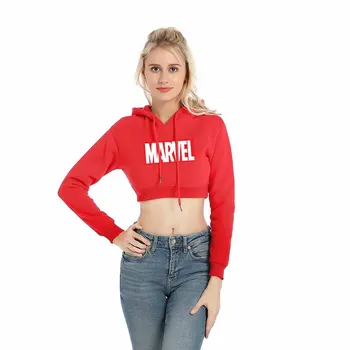 

Marvel Women’s Hoodies Fashion Girls Crop Tops Cotton Casual Sweatshirts Spring Female Long Sleeve Hooded Pullover Hoody