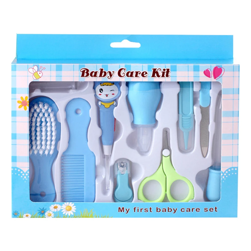 YOOAP 10 шт./компл. для ногтей ножницы для стрижки волос, расческа для здоровья инструменты для ухода за глазами Детский комплект подарок для малышей Комплект детские ножницы - Цвет: BLUE