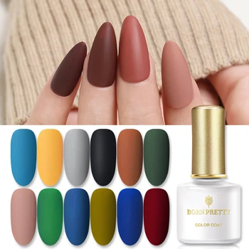

BORN PRETTY Nail Color Gel Nail Polish for Autumn Winter Colorful Gel Nail Varnish Matte Effect Need Matte Top Coat 6ml