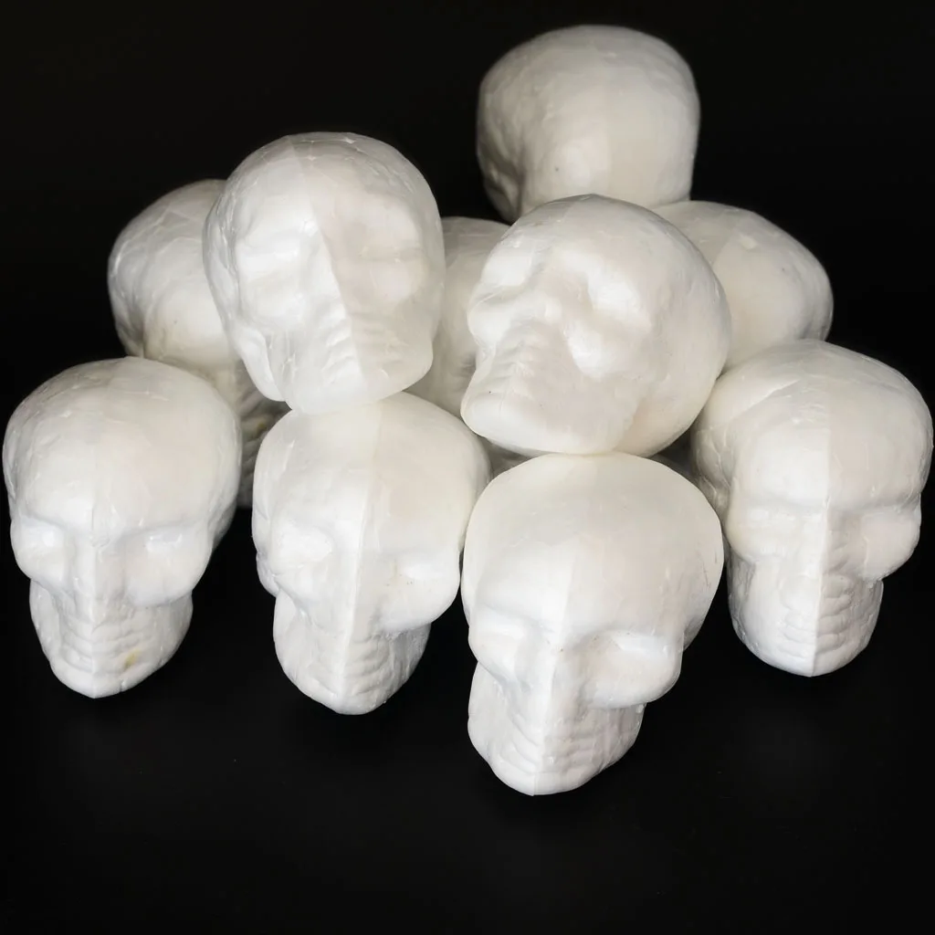 10pcs Foam Skull 55mm Solid Small White Styrofoam DIY Craft Hallowmas Decor