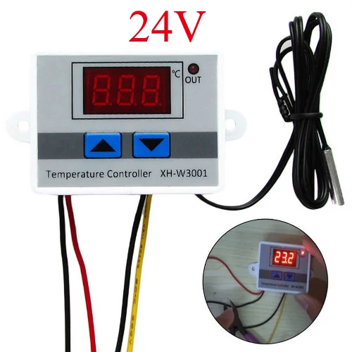 24V 10A 12V 24V 220VAC цифровой светодиодный Температура контроллер XH-W3001 для инкубатора охлаждения и нагрева термостата NTC Сенсор - Цвет: 24V