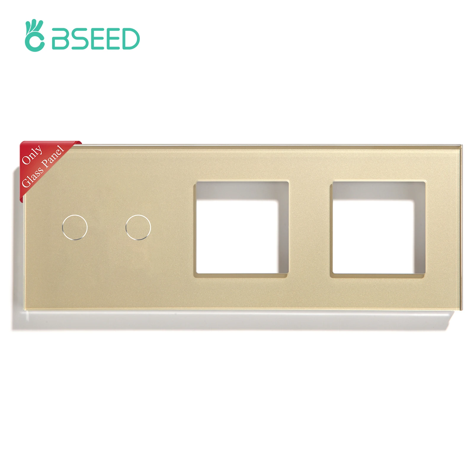 BSEED Only Glass Panel 228mm Pearl White Black Gloden Crystal Glass Frame With Metal Frame For Wall Socket Switch Function Part wall socket switch
