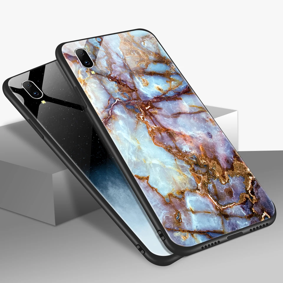 ДЛЯ vivo Y3 противоударный Закаленное Стекло Крышка для vivo Y71 Y83 Мягкий край телефона чехол для vivo Y93 Y97 задняя защита Твердые чехлы