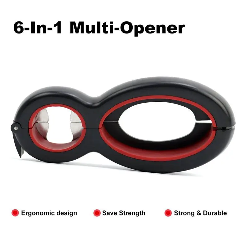 Multifunction Portable Bottle Opener 6 in1 Stainless Steel Manual Opener for Can/Bottle/Cap/Jar/ Tin/ Beer/Wine/ Kitchen/ Restau