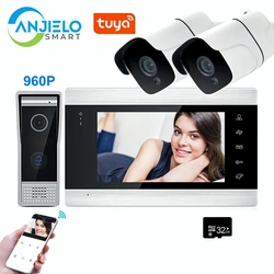 7 "wi fi vídeo porteiro para sistema de segurança em casa monitor tela à prova dtuágua campainha vídeo tuya casa inteligente intercom com câmera