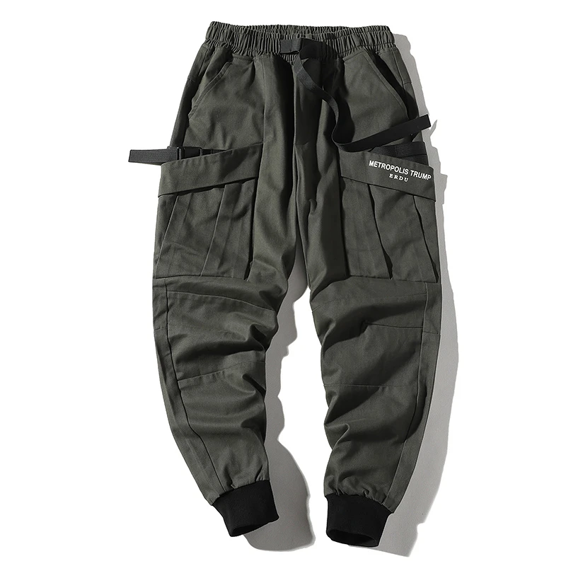 Мужские подростковые хип-хоп накладные карманы шаровары, штаны для бега, штаны уличная Мужская Harajuku повседневные городские мешковатые брюки мужские модные брюки - Цвет: Army