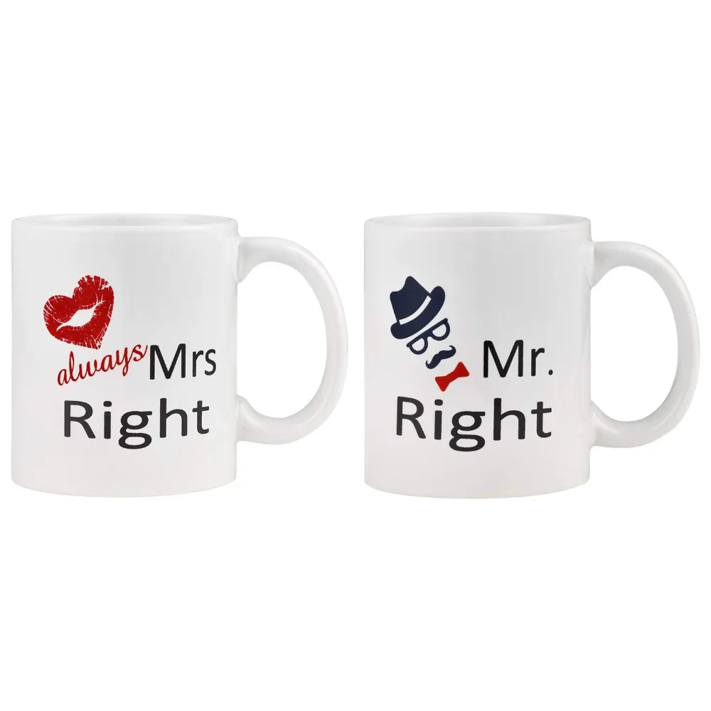 Пара кружка для кофе mr. Right и Mrs прямо пара чашка набор из 2-х новинка подарок на
