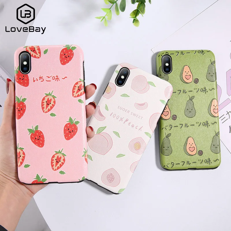 

Lovebay Silk Pattern Strawberry Avocado Phone Case For iPhone X XS XR Xs Max Soft TPU Back Cover For iPhone 6 6s 7 8 Plus