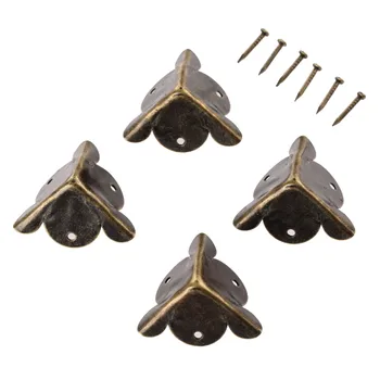 

4Pcs Antique Corner Bracket Jewelry Box Cover Wood Case Decorative Feet Leg Corner Protector Guard Furniture Fittings 18/25mm