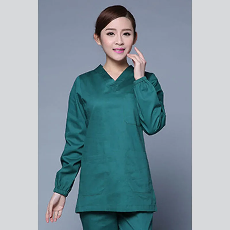 Women green full set Унисекс больница Хирургический Скраб Униформа мужчина женщина короткий и полный рукав медицинские топы+ брюки набор сплошной Доктор Медсестры операционная комната - Цвет: Women green full set