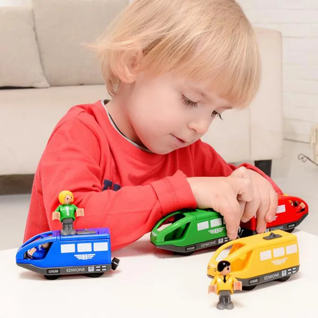 Wooden RC Train Railway Accessories Remote Control Electric Train Magnetic Rail Car Fit For All Brands Train Track Toys For Kids 3
