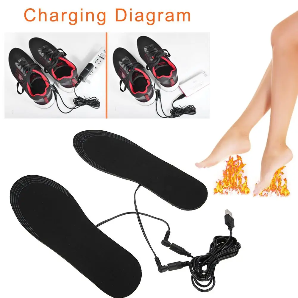 USB обувь с подогревом удобные мягкие стельки для обуви электрическим Зимние