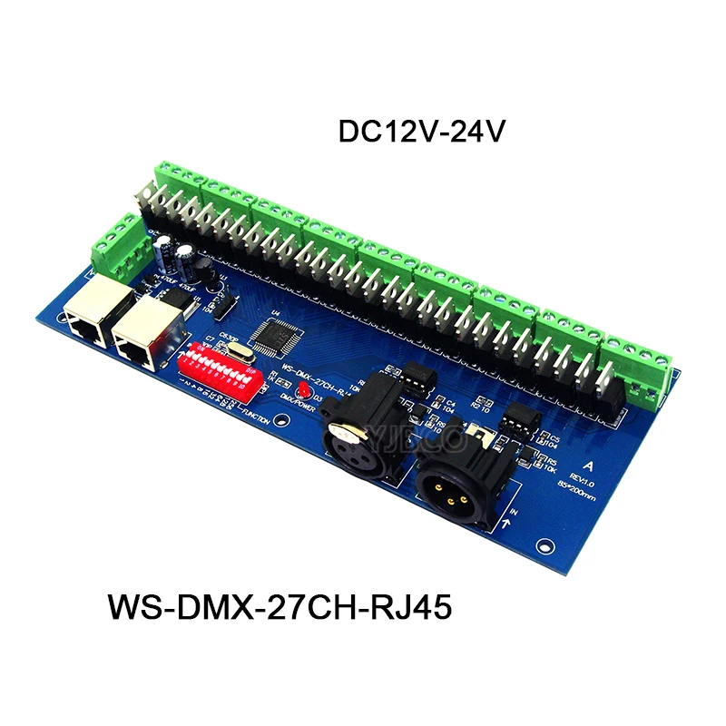 Фонарь 27 каналов серия декодера DMX512 с XRL 3P RJ45 27CH светодиодный RGB контроллер для