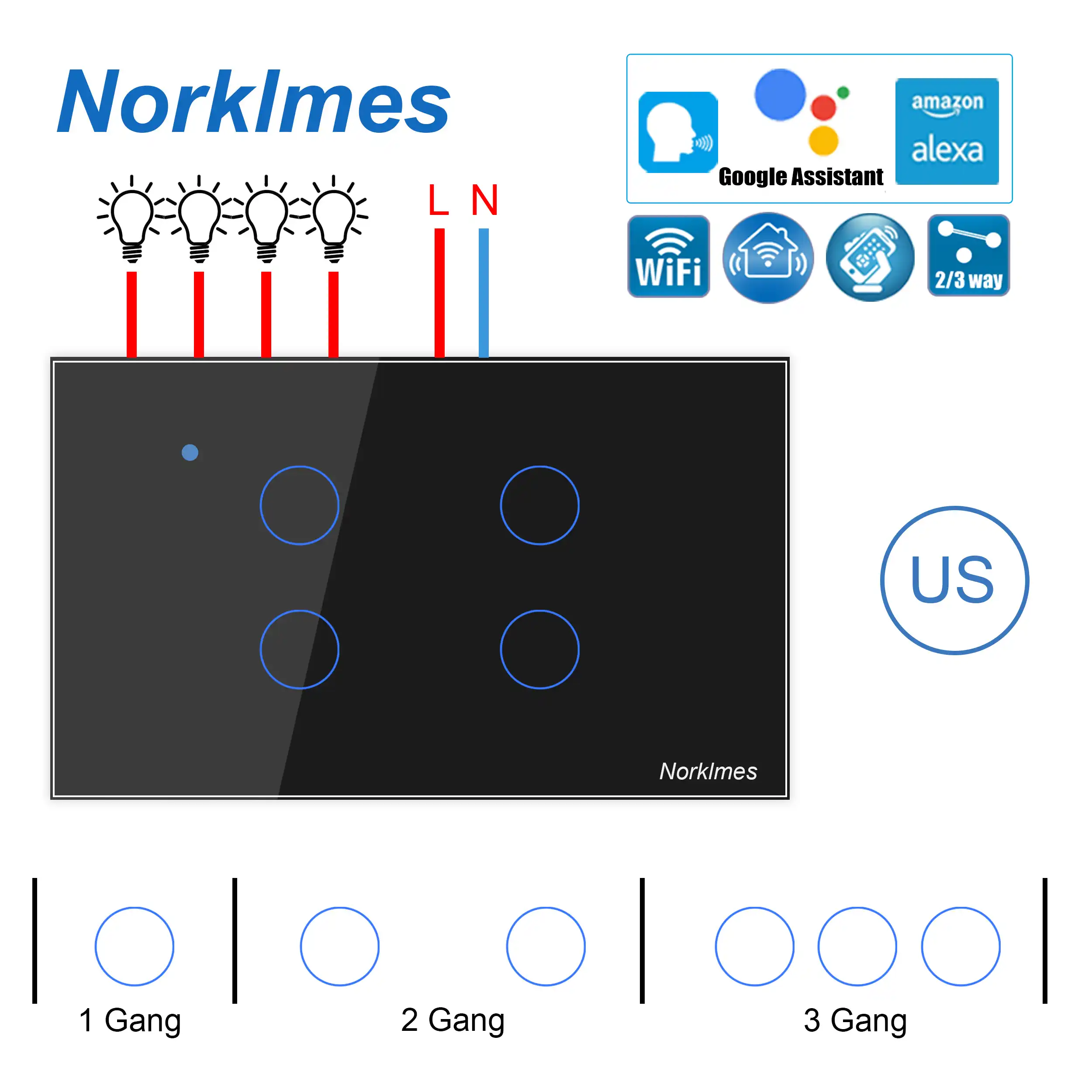 4 gang smart light switch alexa