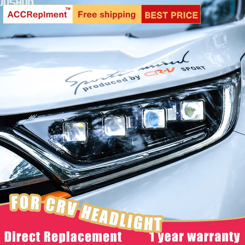 2Pcs LED Headlights For Honda CR-V- ALL LED car lights Angel eyes Full LED Fog lights LED Daytime Running Lights